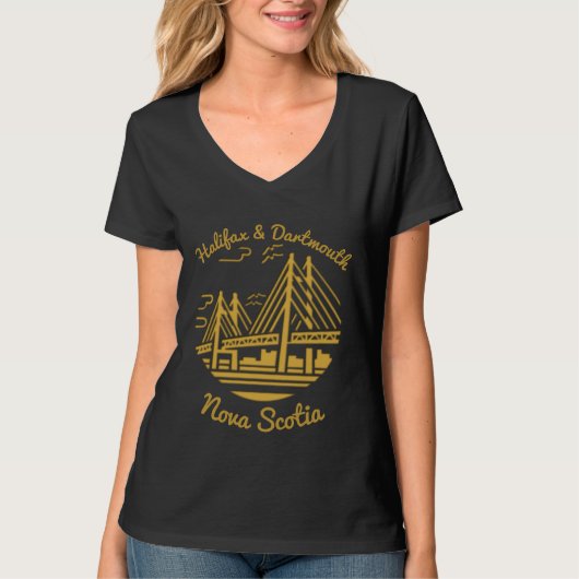 Halifax and Dartmouth Nova Scotia T - Shirt gold (Vorderseite)