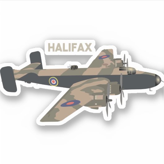 Halifax British WW2 Flugzeug Aufkleber (Vorderseite)