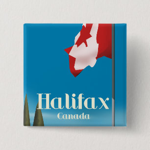Halifax Canada Travel Poster Button