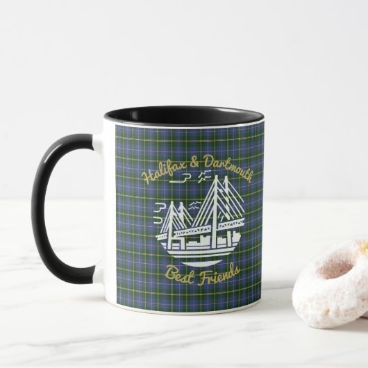 Halifax Dartmouth friends tartan coffee combo Tass Tasse (Mit Donut)
