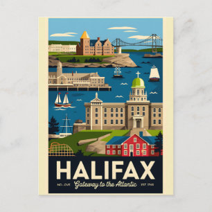 Halifax Kanada Retro-Reiseposter-Kunst Postkarte