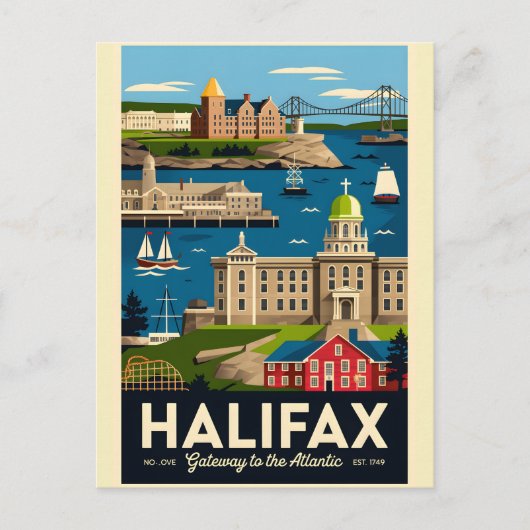 Halifax Kanada Retro-Reiseposter-Kunst Postkarte (Vorderseite)