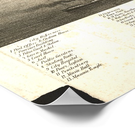 Halifax Nova Scotia 1879 Antique Panoramabalkarte Poster (Ecke)