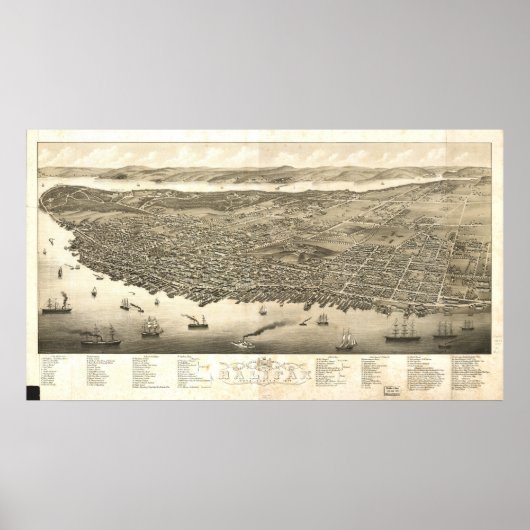 Halifax Nova Scotia 1879 Antique Panoramabalkarte Poster (Vorne)