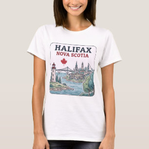 Halifax Nova Scotia Stadtansicht Ahornblatt  T-Shirt