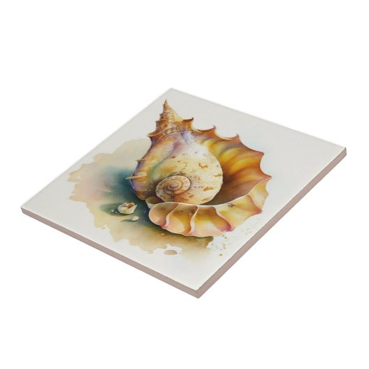 Haliotis Conch Muschel Wasserfarben Tile Fliese (Seite)