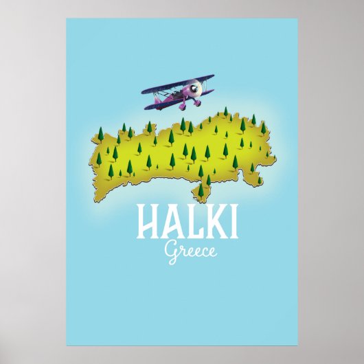 Halki Griechenland Karte Illustriertes Reiseplakat Poster (Vorne)