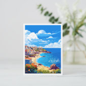 Halkidiki Griechenland Vintage Reise Illustration Postkarte (Stehend Vorderseite)