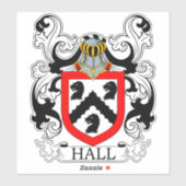 Hall Familienwappen Aufkleber (Blatt)