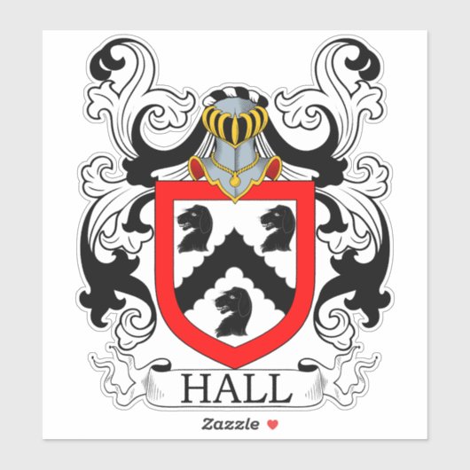 Hall Familienwappen Aufkleber (Blatt)