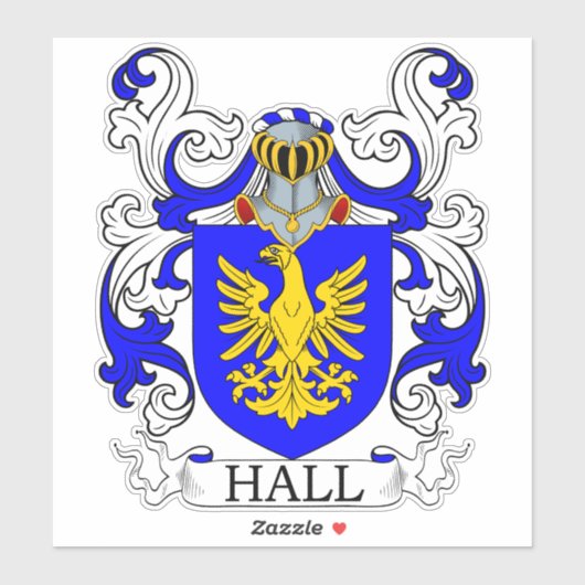 Hall Familienwappen Aufkleber (Blatt)