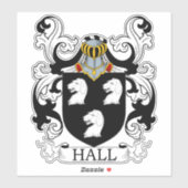 Hall Familienwappen Aufkleber (Blatt)