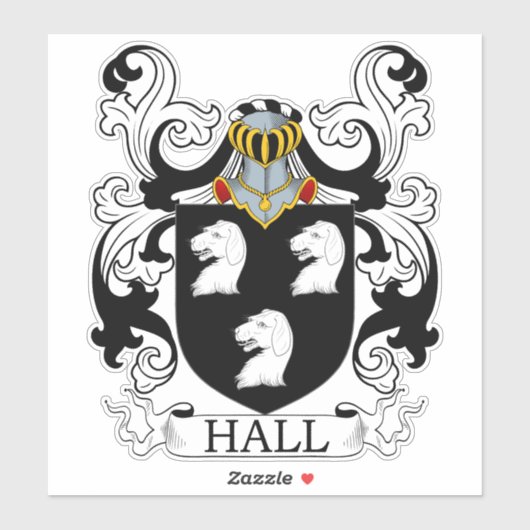 Hall Familienwappen Aufkleber (Blatt)