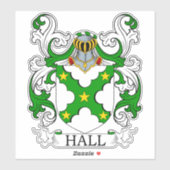Hall Familienwappen Aufkleber (Blatt)