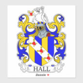 Hall Familienwappen Aufkleber (Blatt)