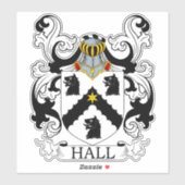 Hall Familienwappen Aufkleber (Blatt)