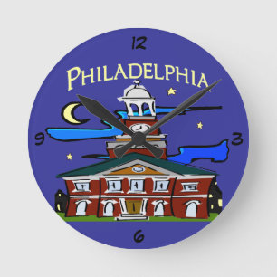 Hall in Philly Runde Wanduhr