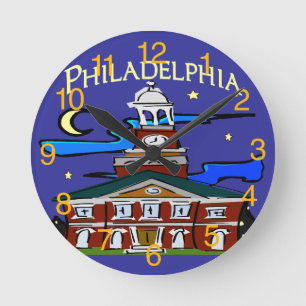 Hall in Philly Runde Wanduhr