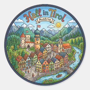 Hall in Tirol Österreich Runder Aufkleber