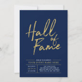 Hall of Fame | Gold & Blue Modern Party Einladung (Vorderseite)