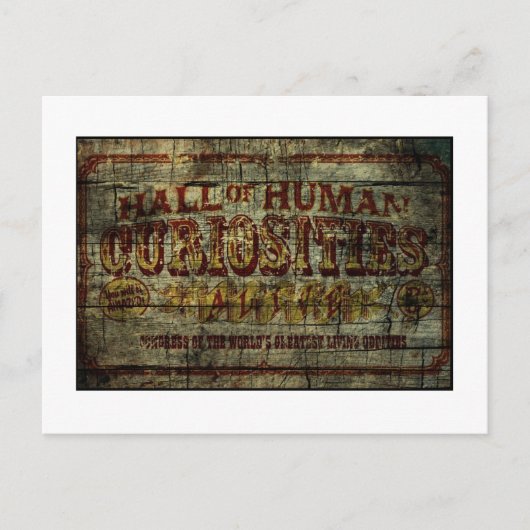 Hall of Human Curiosities Vintag Banner Postkarte (Vorderseite)