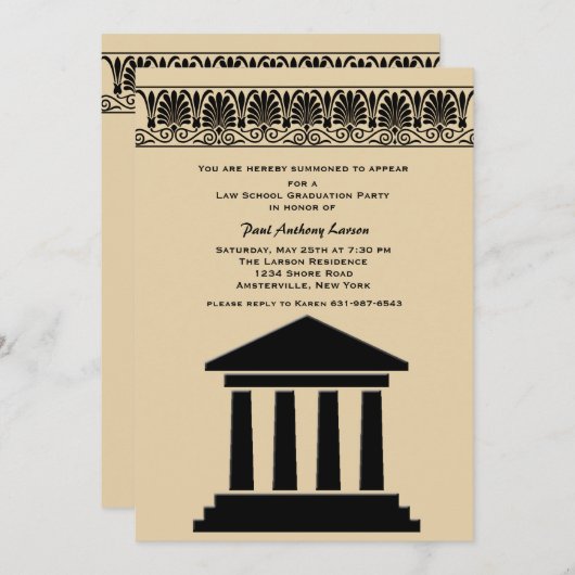 Hall of Justice Graduation Party Einladung (Vorne/Hinten)