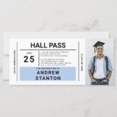 Hall Pass Grad Party Blue High School Einladung (Vorderseite)