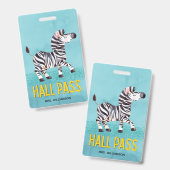 Hall Pass Niedlich Zebra-Klassenlehrer Ausweis (Vorder- & Rückseite)