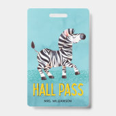 Hall Pass Niedlich Zebra-Klassenlehrer Ausweis (Rückseite)