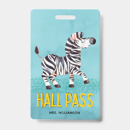 Hall Pass Niedlich Zebra-Klassenlehrer Ausweis