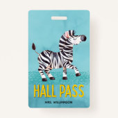 Hall Pass Niedlich Zebra-Klassenlehrer Ausweis (Rückseite)