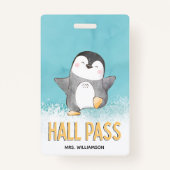 Hall Pass Niedlichen Pinguin-Klassenlehrer Ausweis (Vorderseite)