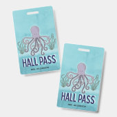 Hall Pass Octopus Lehrerschule Ausweis (Vorder- & Rückseite)