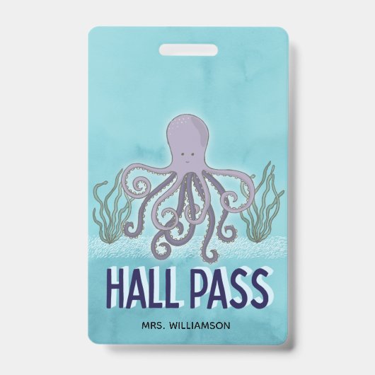 Hall Pass Octopus Lehrerschule Ausweis (Vorderseite)
