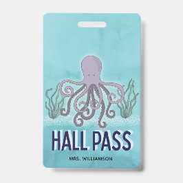 Hall Pass Octopus Lehrerschule Ausweis