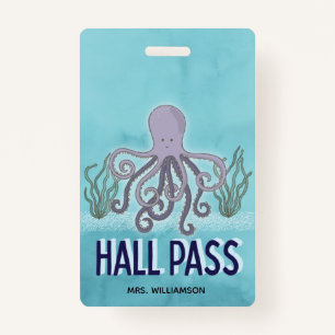 Hall Pass Octopus Lehrerschule Ausweis