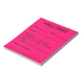 Hall Pass Pad (Neon Pink) Notizblock (Rotiert)