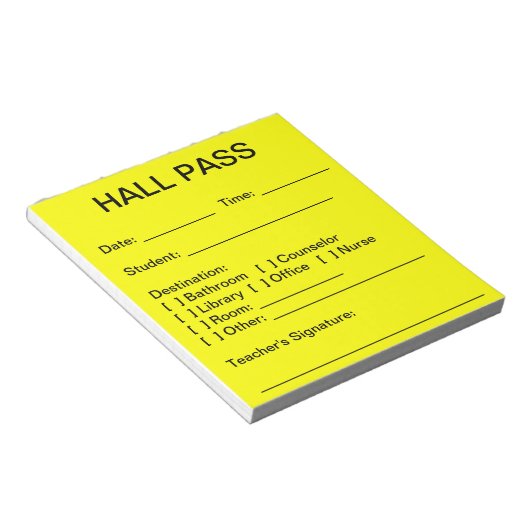 Hall Pass Pad Notizblock (angewinkelt)