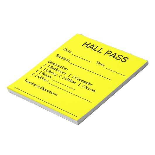 Hall Pass Pad Notizblock (Rotiert)