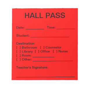 Hall Pass Pad (rot) Notizblock
