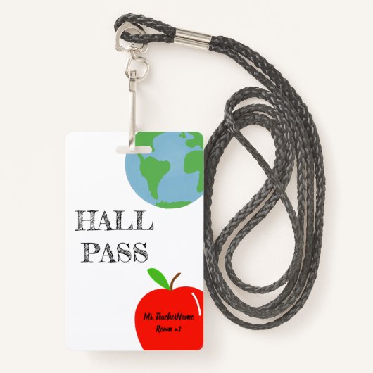 Hall-Pass Personalisiert Ausweis (Vorderseite mit Schlüsselband)