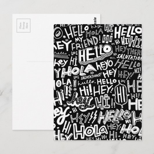 Halla Hola Bonjour Postkarte (Vorne/Hinten)