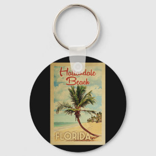 Hallandale Strand-Palme-Vintage Reise Schlüsselanhänger