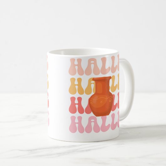 Halle Retro Name Pottery Hobby Kaffeetasse (VorderseiteRechts)