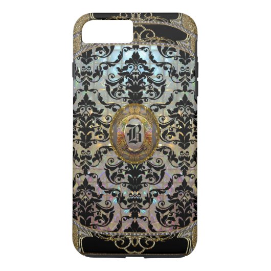 Halleesham Elegant Damask Monogram Plus Case-Mate iPhone Hülle (Rückseite)