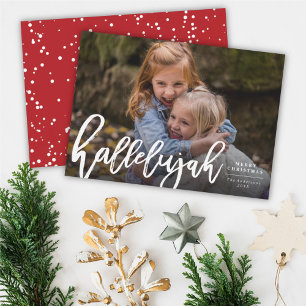 Hallelujah Brush Script Religious Christmas Foto Feiertagskarte