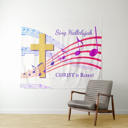 HALLELUJAH CHRIST IST RISEN Oaster Wandteppich (Beispiel (Horizontal))
