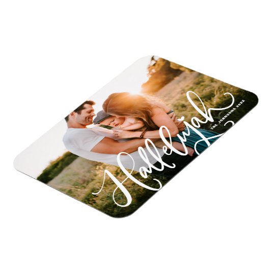 Hallelujah Modernes Kalligrafie Weihnachts-Foto Magnet (Linke Seite)