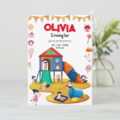 Hallenspielplatz Geburtstagsfeier Einladung (Stehend Vorderseite)