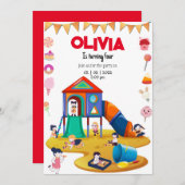 Hallenspielplatz Geburtstagsfeier Einladung (Vorne/Hinten)